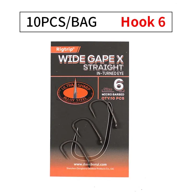 10 stücke Karpfen Angeln Breite Gape Haken PTFE Beschichtung Micro Bard Legierung Stahl Größe 2 4 6 Für Karpfen Angeln haar Rig