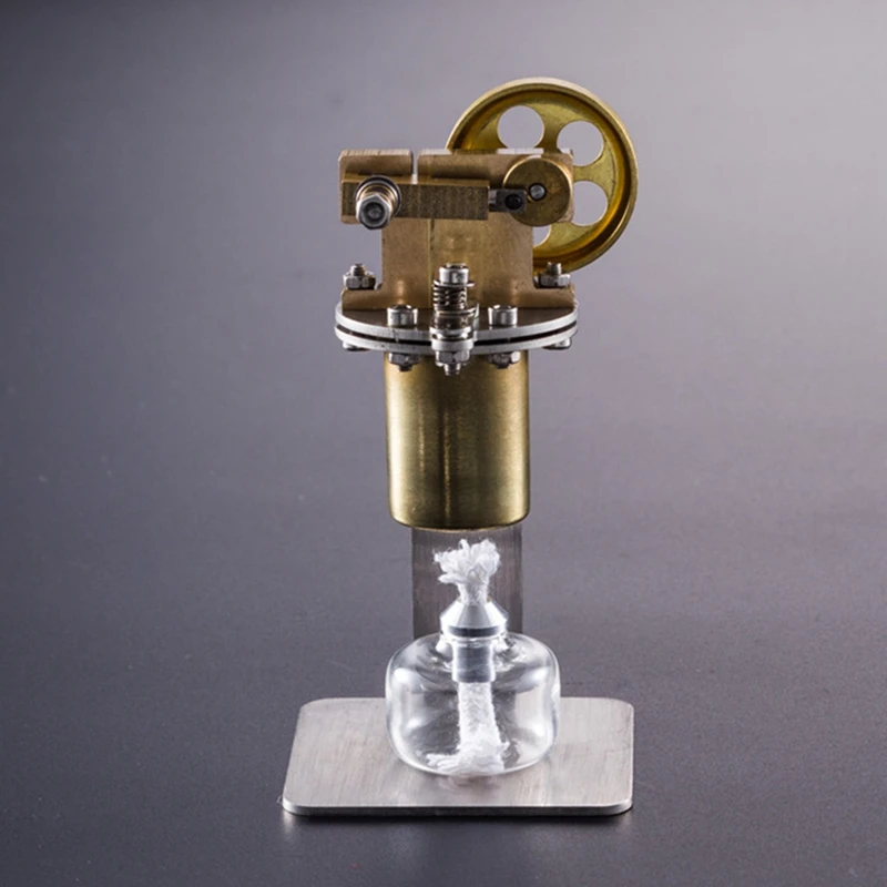 Mini Stirling Engine Model, Full Copper Boiler Vertical Small Steam Engine Model Physical Experiment Toy Gift