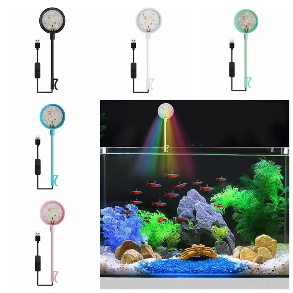 LED Aquarium Lamp Colored Lights with Clip Aquarium Plant Light Energy Saving 360-Degree Rotation Fish Tank Lamp Landscaping