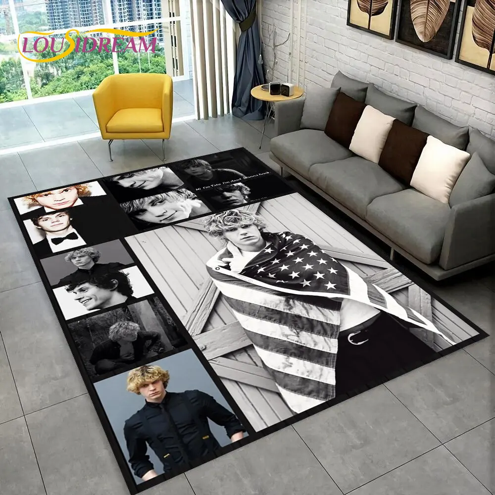 Cute Evan Peters Movie TV  Actor Area Rug,Carpet Rug for Home Living Room Bedroom Sofa Doormat Decor,kids Non-slip Floor Mat 3D