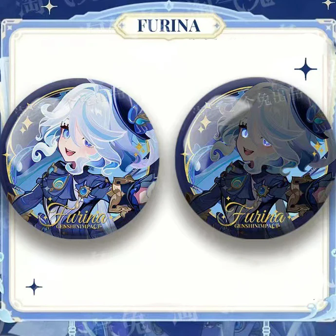Neue Glänzende Genshin Impact Furina Xiao Raiden Shogun Scaramouche Pins Cosplay Anime Weißblech Abzeichen Studenten Freunde Geschenke – Detail 15