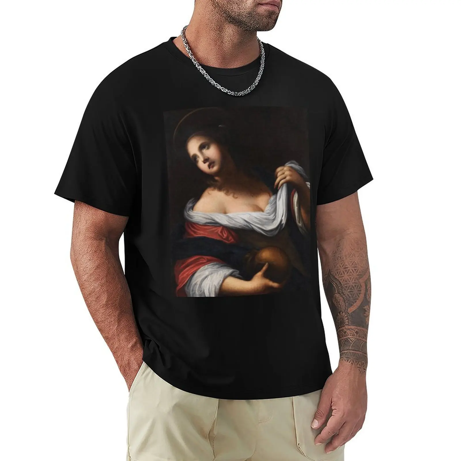 Camiseta con diseño del Círculo de María Magdalena de Simone Pignoni, arte bíblico renacentista del siglo XVII, camiseta con tema navideño