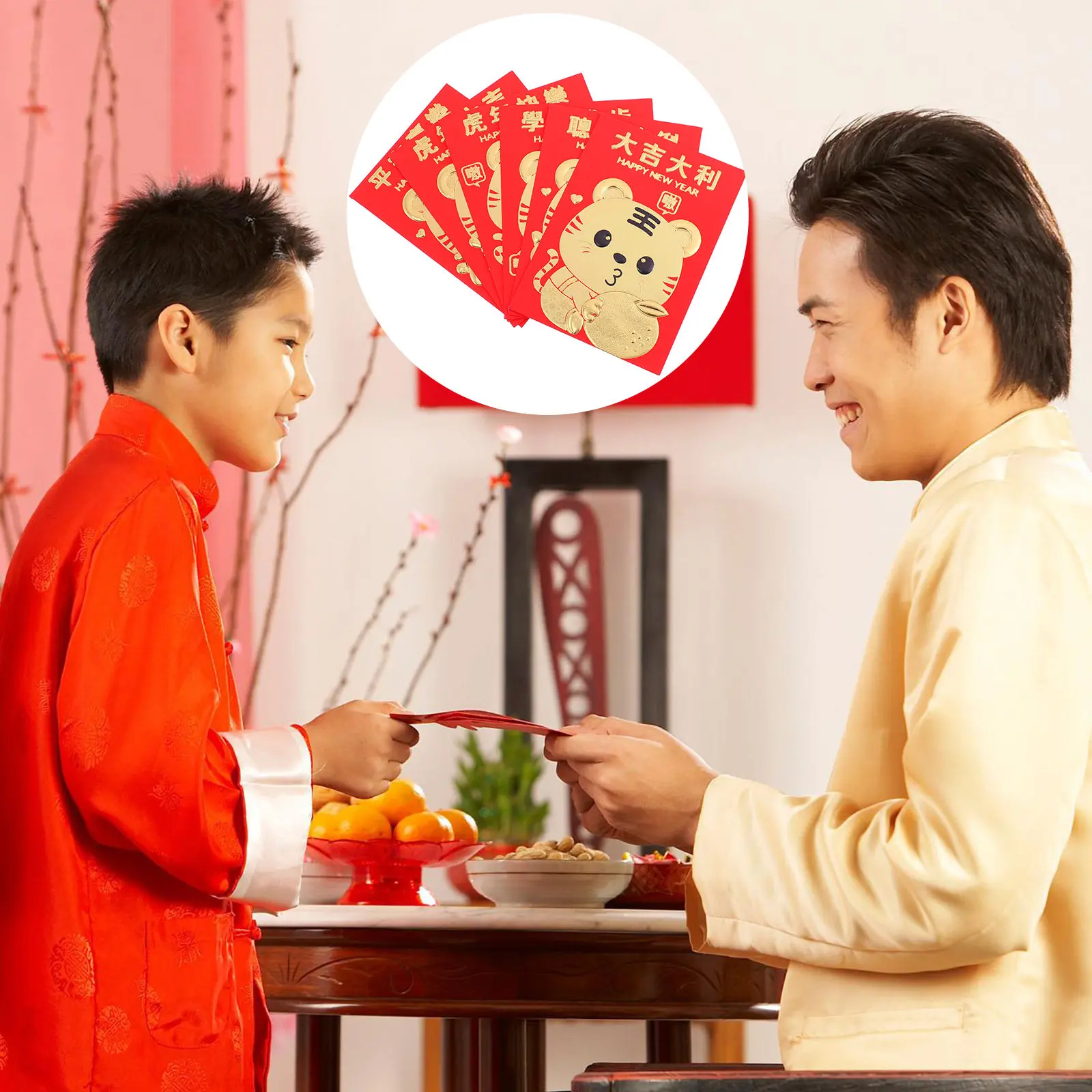 

60Pcs Chinese New Year Red Envelopes Tiger Pattern Spring Festival Money Packets Gift Cash Packet for Kids Family Friends Party