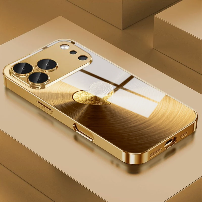 Golden Heart Pattern Tempered Glass Phone Case For Samsung Galaxy S26 Ultra S23 S24 S25 Plus S24 Ultra S25 FE Protection Cover