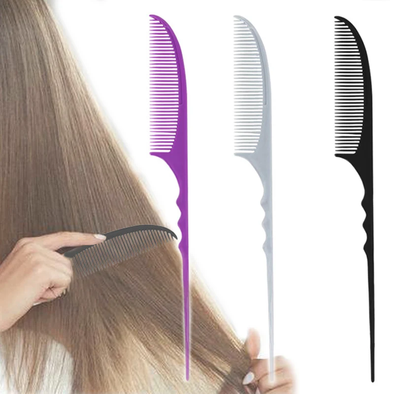Peine de pelo antiestático para peluquero, cepillo de pelo con cola de rata, estilo Luna, salón de teñido, herramientas de peluquería, 1 ud.