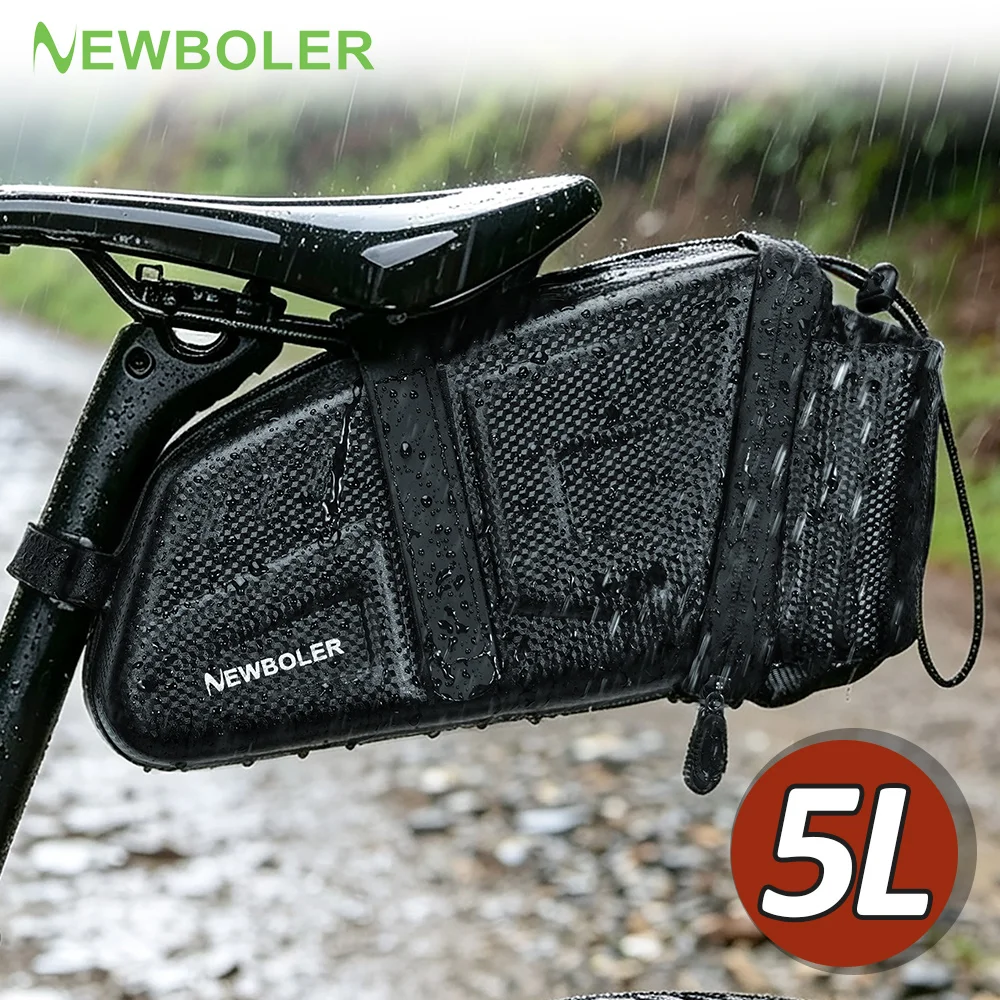 NEWBOLER 1,5L/2,5L/5L Wasserdichte Fahrrad-Satteltasche MTB Rennrad Satteltaschen Reflektierende Gestreifte Fahrrad-Werkzeugtasche MTB-Zubehör