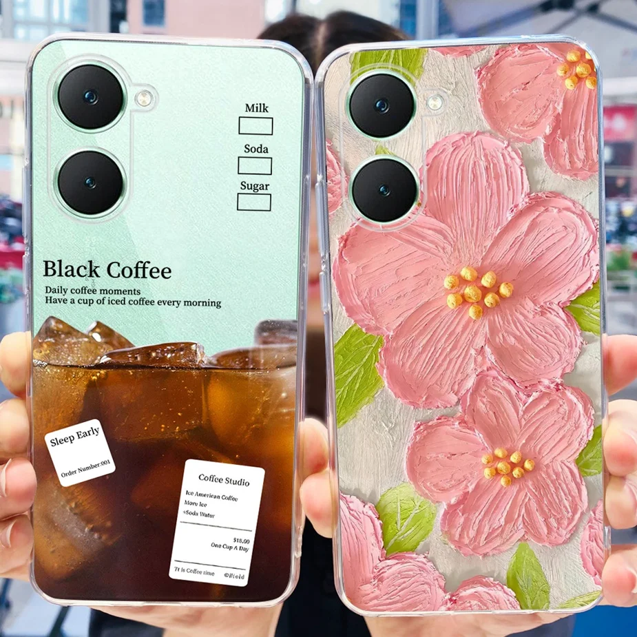 For Vivo Y18 Case Vivo Y18e V2350 Cute Painted Cover Clear Silicone Soft TPU Phone Case For Vivo Y18 Y 18 e VivoY18 Fundas Coque