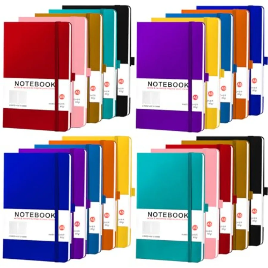 Pack Hardcover Journals Bulk, A5 Lined Notebooks for Women Men, 0 Pages/0 Sheets, 5.8 x 8.4 inch College Ruled Notebook for Wri