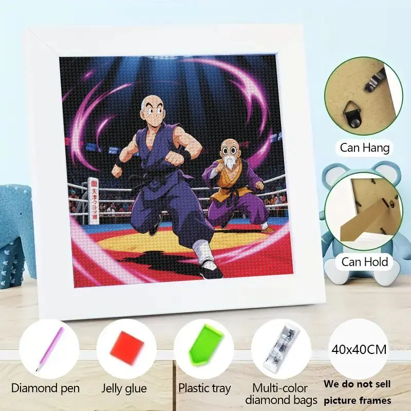 1PC Dragon Ball Z Krillin Master Roshi Anime Diamond Painting Kit, 5D DIY Full Drill Rhinestone Embroidery Cross Stitch Art, Mar