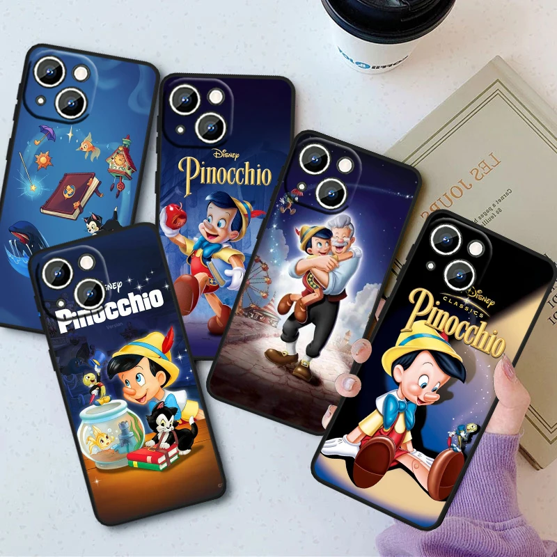 Disney Pinocchio Cute For Apple iPhone 15 14 13 12 Mini 11 XS XR X 8 7 Pro Max Plus Soft Silicone Black Phone Case