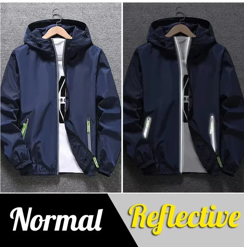 Men Women Teens Camping Hiking Jacket Reflective Windbreaker Spring Autumn Cycling Trekking Sports Coat With Inside Pocket