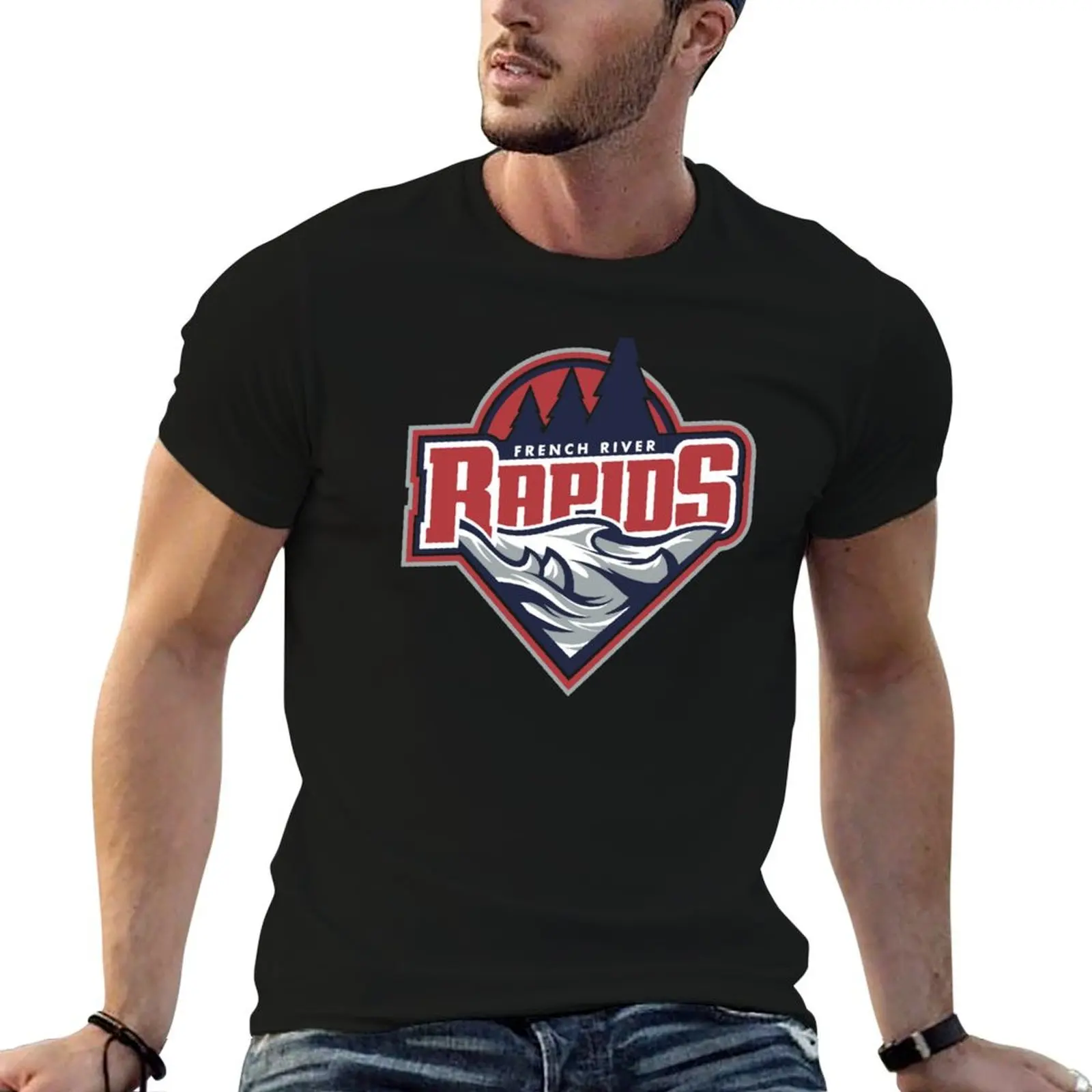 Camiseta French River Rapids para hombre, camiseta de verano para hombre, camisetas de algodón 100% para hombre, camiseta