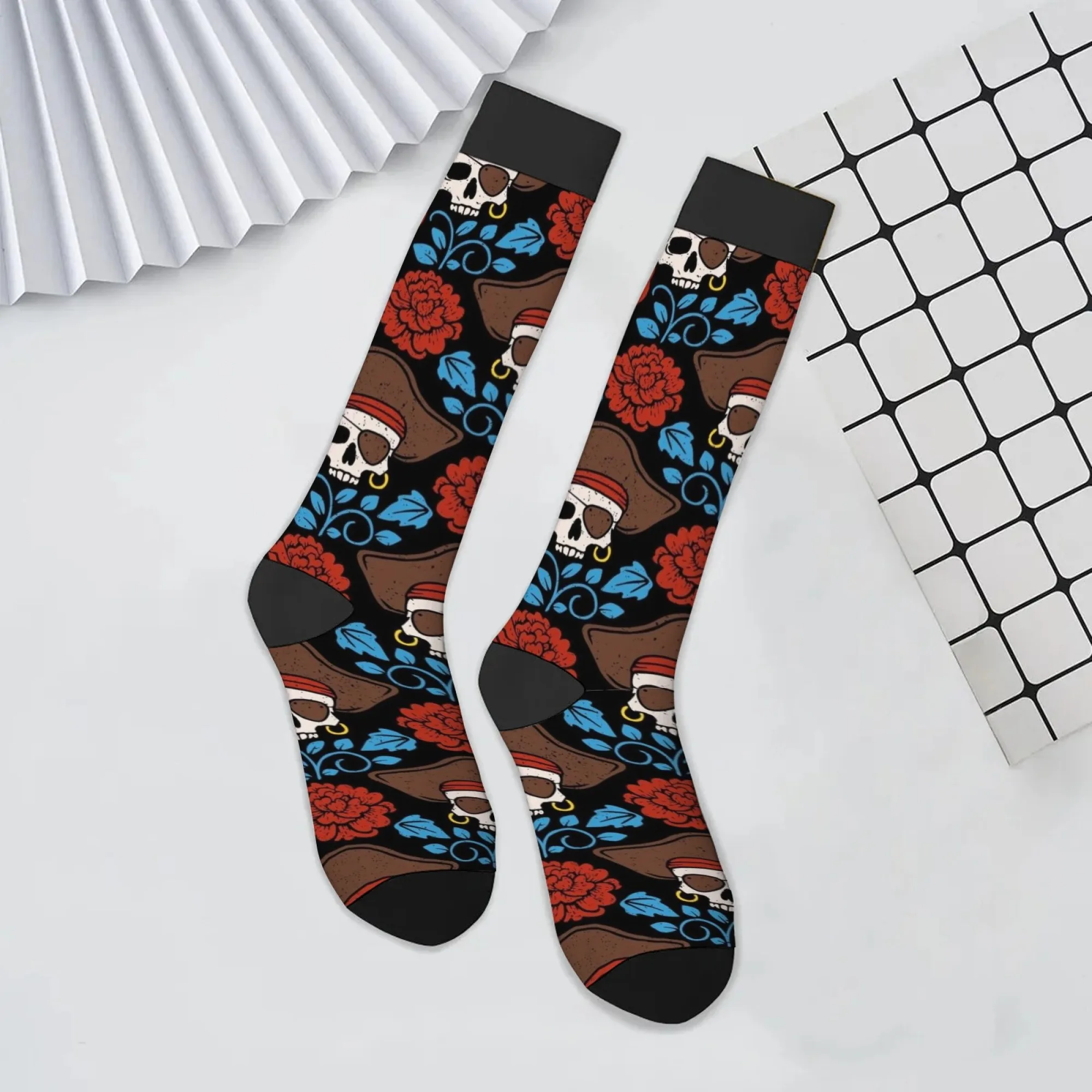 Dark Pirate Skull Theme compression stockings sport ladies men's stockings edema varicose veins nurse casual socks