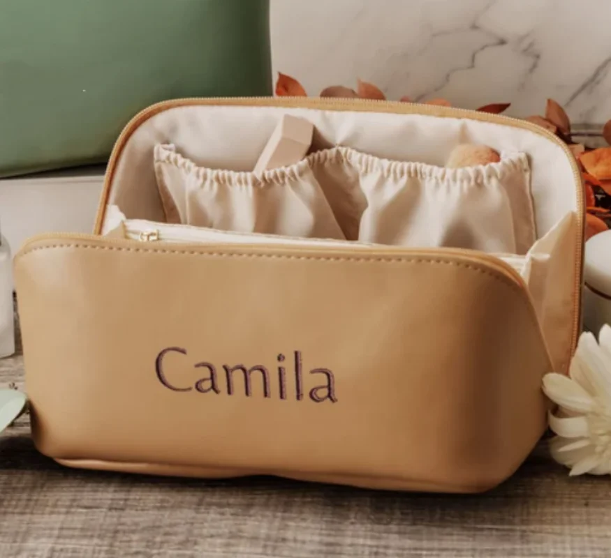 Bolsa de maquillaje personalizada bordada, bolsa de maquillaje de viaje, bolsa de maquillaje nupcial, regalo de fiesta de boda para mujeres, regalo de cumpleaños