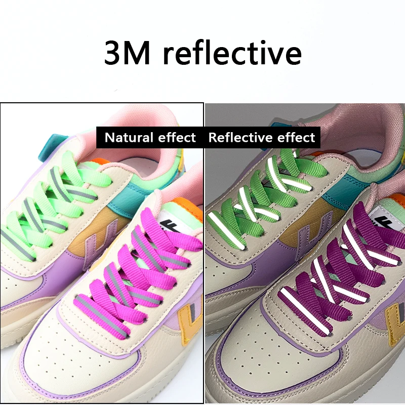 3M Flat Reflective Shoe laces Luminous Glowing in the dark Shoelace luxurious fluorescence Shoelaces for Sneakers Shoestrings