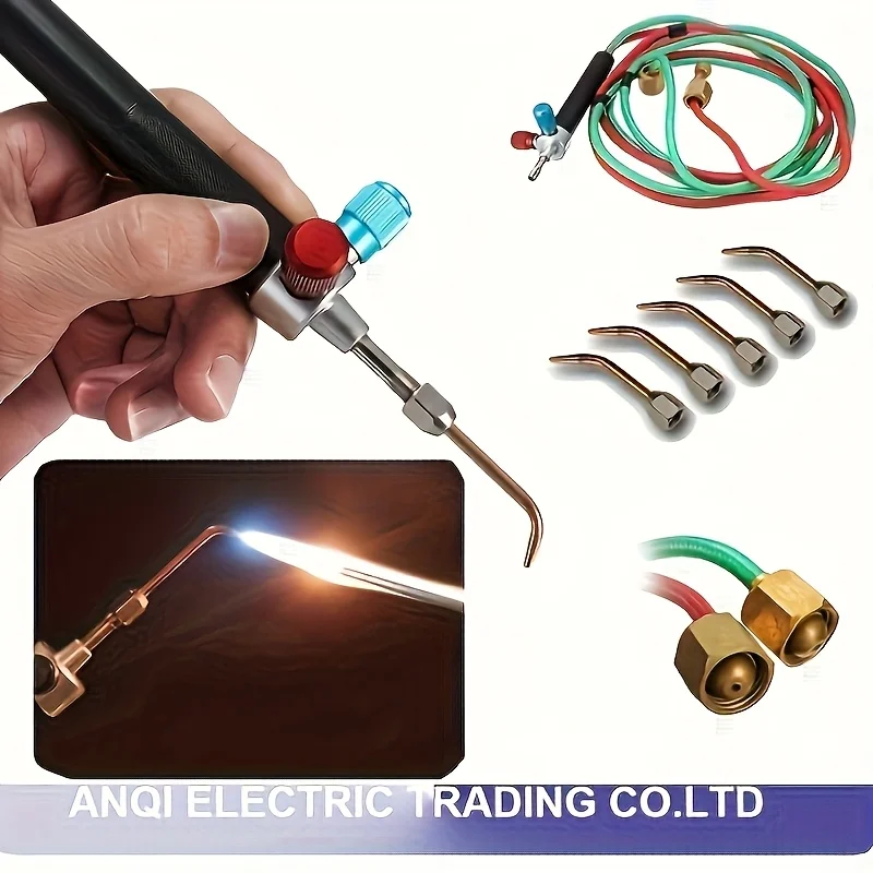 

5 Tip Oxygen Welding Torch Kit for Jewelry Making High Temperature Flame Gun Durable Metal Tool with Interchangeable