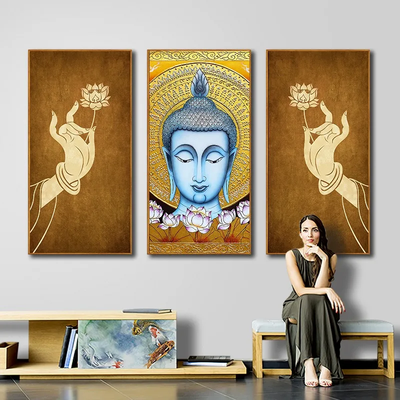Zen Buddhism Flower Thai Southeast Asia Store Posters Picture Canvas Wall Art Home Decor Paintings for Living Room Decoration