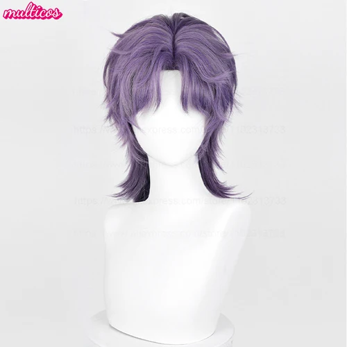 Imagen 2 del producto Peluca de Cosplay de Love And Deepspace Rafayel, pelo sintético morado mezclado corto resistente al calor, pelucas de Anime para fiesta de Halloween + gorro de peluca