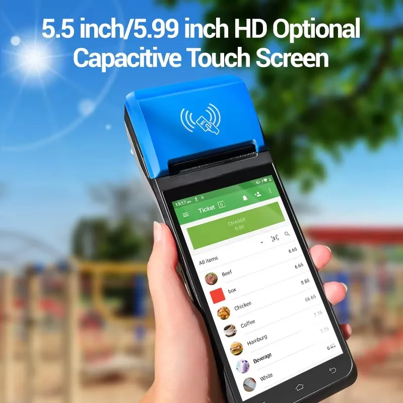 Wireless Mini Android Mobile Pos Systems 4G Cash Register All in One Printer Restaurant Mobile Pos
