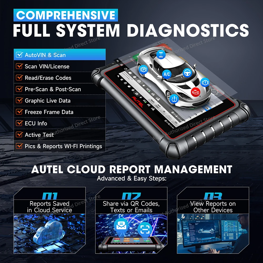 Autel maxipro MP900-BT autó Diagnózis Fürkésző ECU Kódolás Pásztász Munkaeszköz bi-directional Fürkésző, 40+ Szolgáltatások, být fd/doip, Wi-Fi nyomtatás