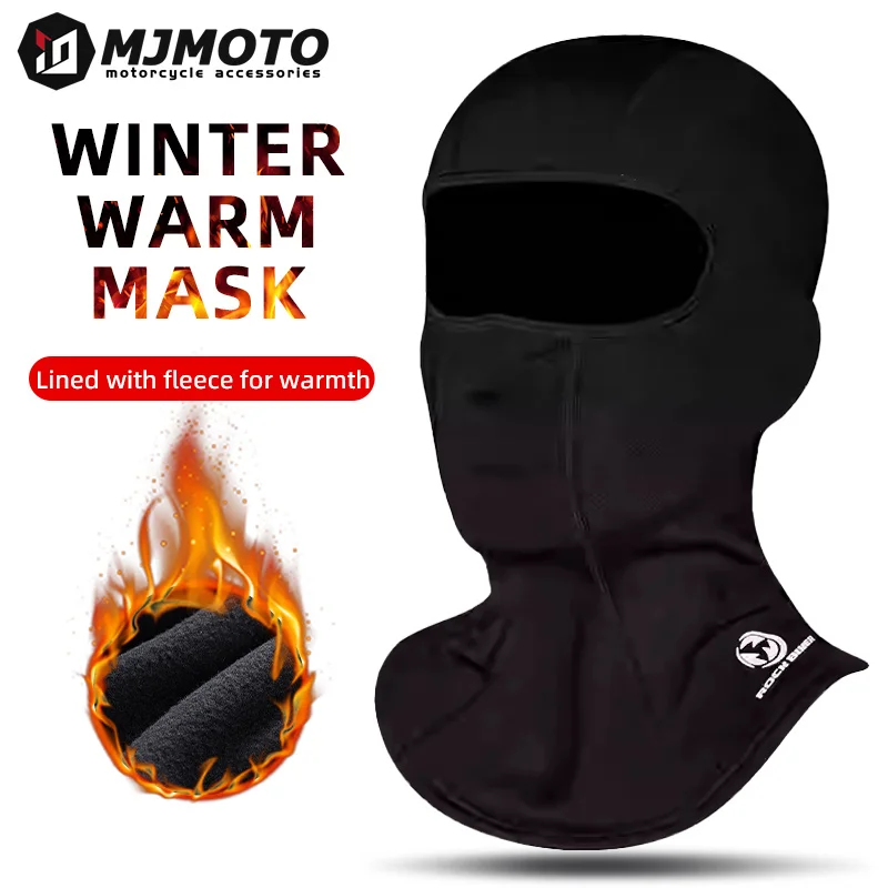 ROCK BIKER Winter Motorcycle Cycling Mask Fleece Thermal Keep Warm Windproof Moto Face Mask Balaclava Ski Mask Man Hat Headwear