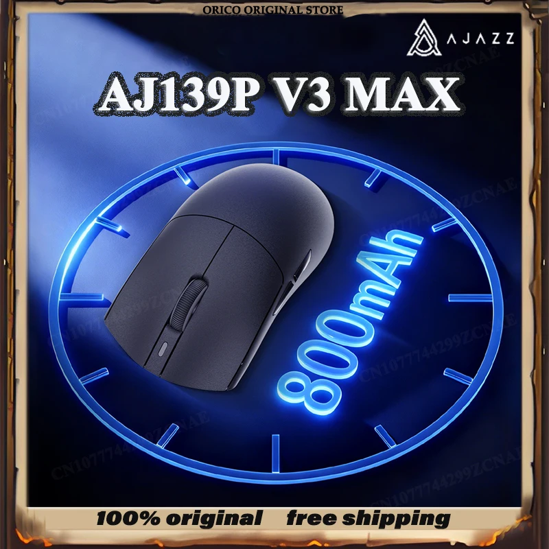 AJAZZ AJ139P V3 Max Wireless Gaming Mouse PAW3395 Sensor with 1kHz Dongle 1000HZ Polling Rate 800mAh with Magnetic Charging Base