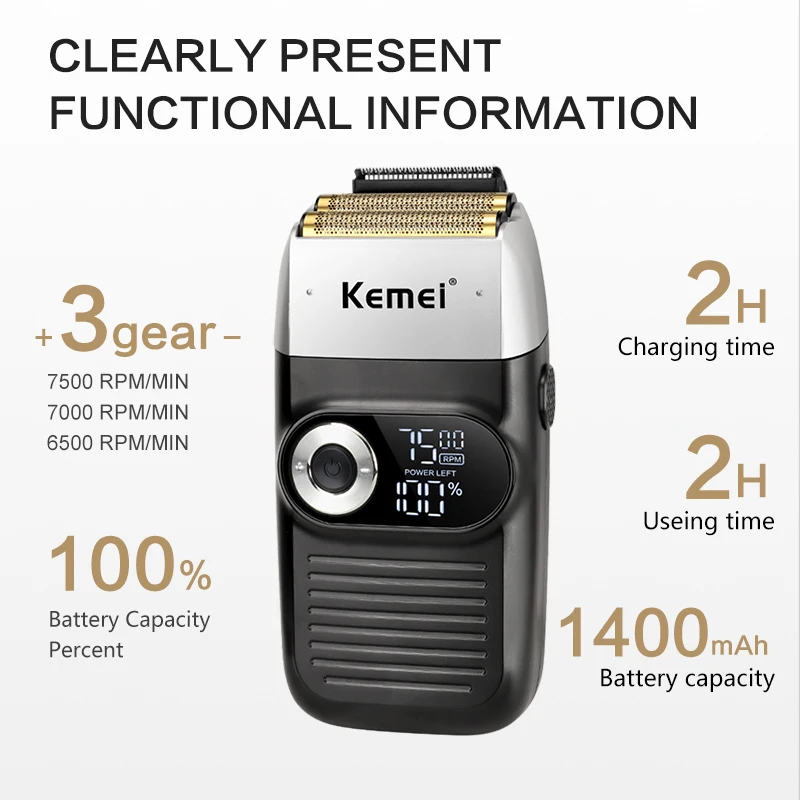 Kemei Original Electric Shaver Rechargeable Powerful Floating Razor Balds Head Shaving Machine for Men KM-2026 KM-2027