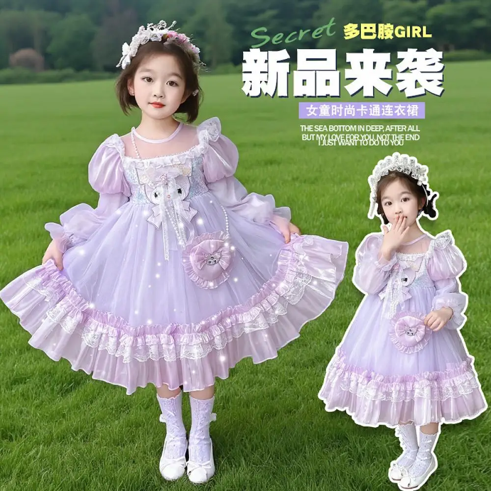 

Sanrio Kuromi New Princess Dress Girls Dress Spring Autumn Kid Clothes Birthday Dress Party Long-Sleeved for Children Cake Skirt