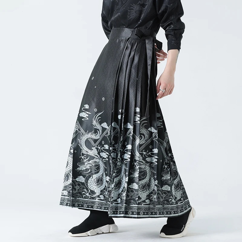 

2025 Men Chinese Style Skirt Pants Men Harajuku Harem Pants Male Vintage Loose Wide Leg Pants Woman Horse Face Skirt Trousers