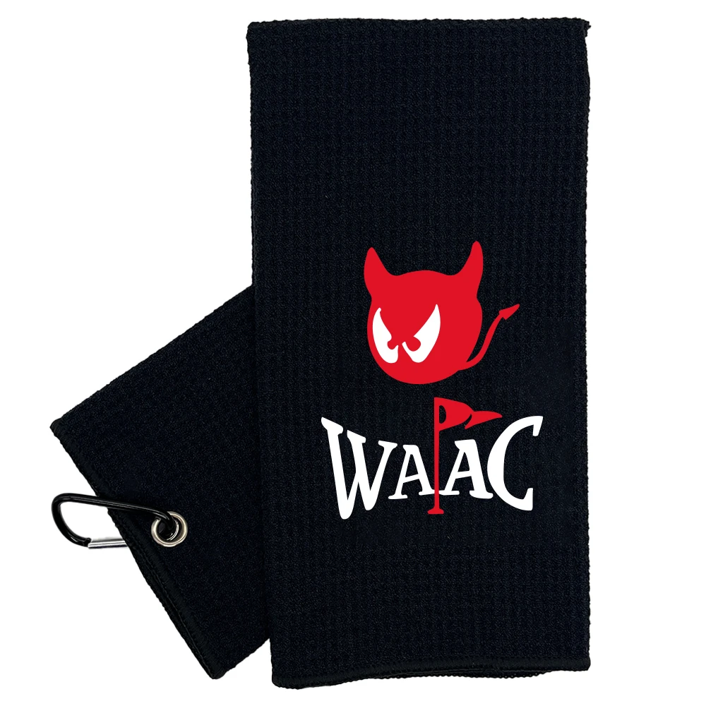 

1 шт. черное полотенце для гольфа — дизайн с рисунком красного маленького дьявола, подарок для энтузиастов гольфа, мягкое и прочное, незаменимое для игроков в гольф