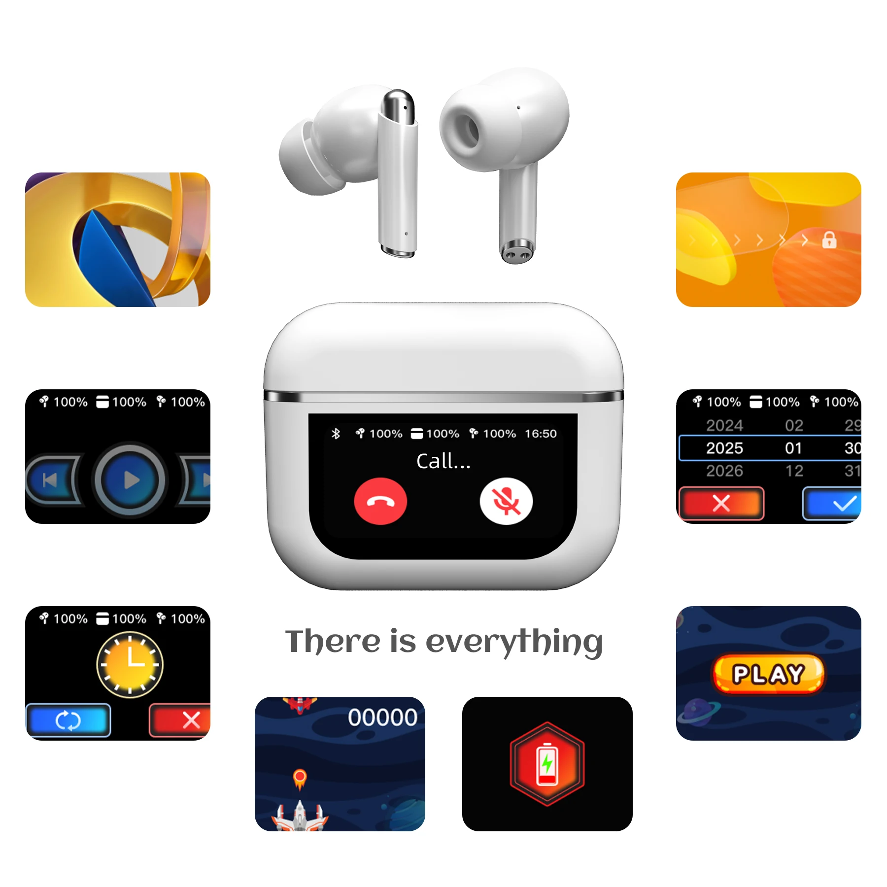 Hot Selling Smart Touch Screen Bluetooth-hoofdtelefoon met ANC + ENC Actieve ruisonderdrukkende sportoordopjes Ideaal voor muziekliefhebbers