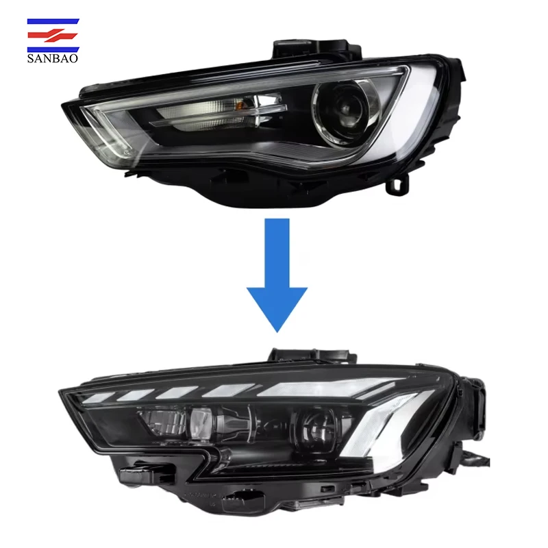 

Modified headlights suitable for A3 2013-2016 models, updated to 2017-2019 headlights. Front bumper replacement required.