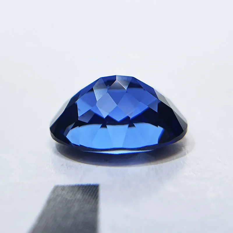 Im Labor gezüchteter Saphir in königsblauer Farbe, ovaler Edelstein für DIY-Ring, Halskette, Ohrringe, Hauptmaterialien, wählbares Zertifikat – Detail 5