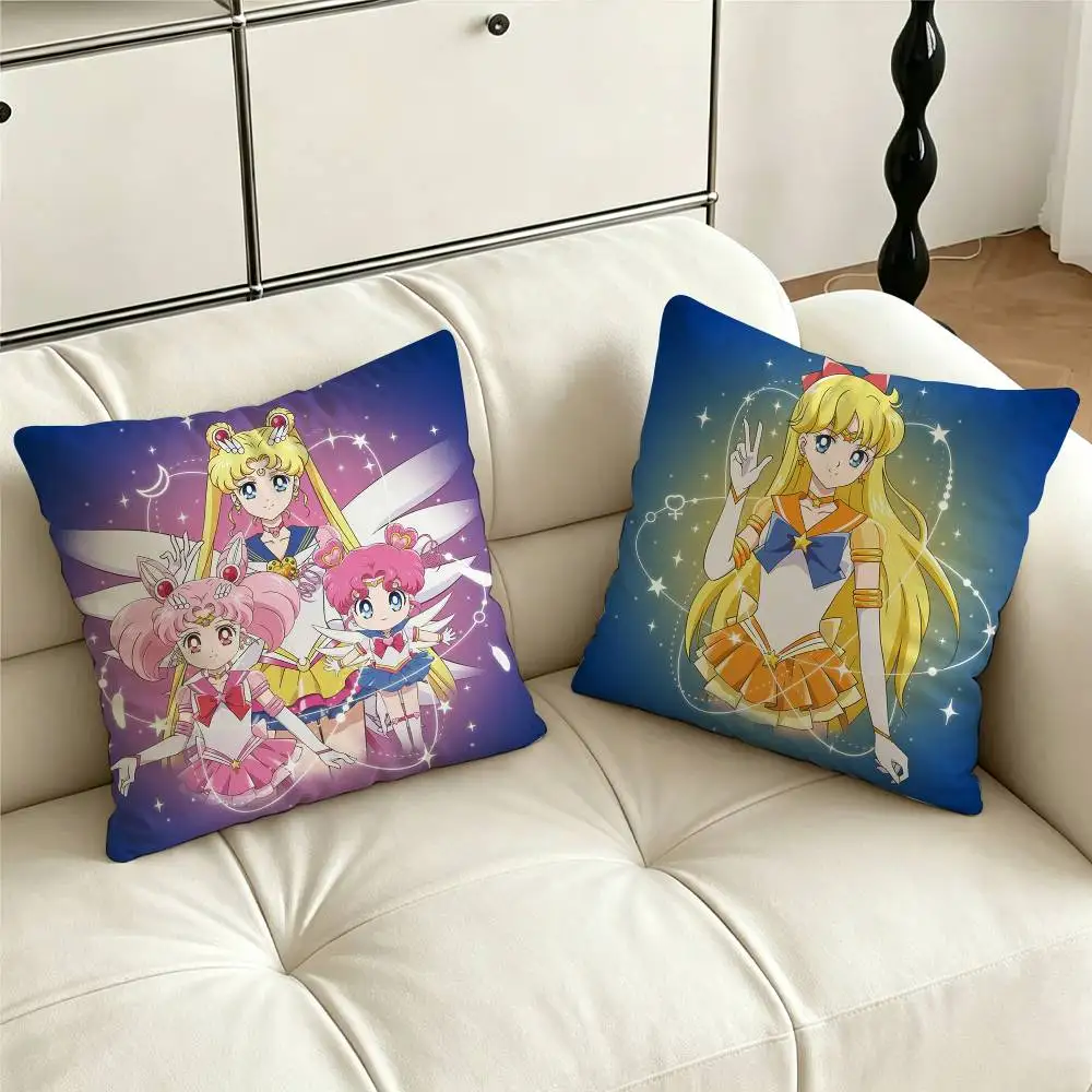 S-Sailor Moon Cartoon Pillow Case Pattern Printed Pillowcase For Living Room Sofa Cushion Cover