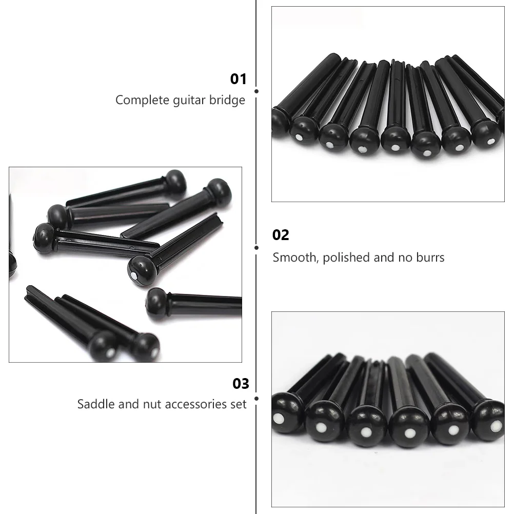 

Guitar Bridge Saddle Nut Replacement Pins Acoustic Guitar Accessories Repair Parts String Nails Wooden Plastic Materials