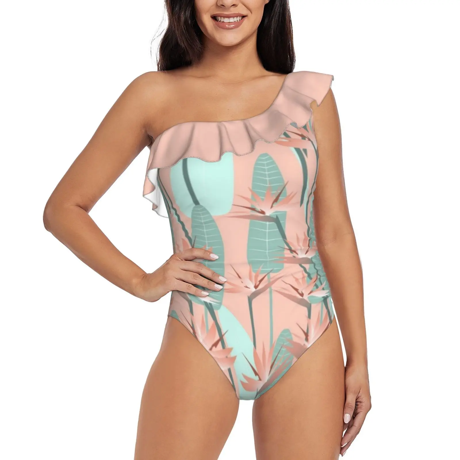 

Bird Of Paradise-Mint One Shoulder Ruffle Swimsuit Women Swimwear Sexy Beach Wear Summer Bathing Suits Mint Birdofparadise