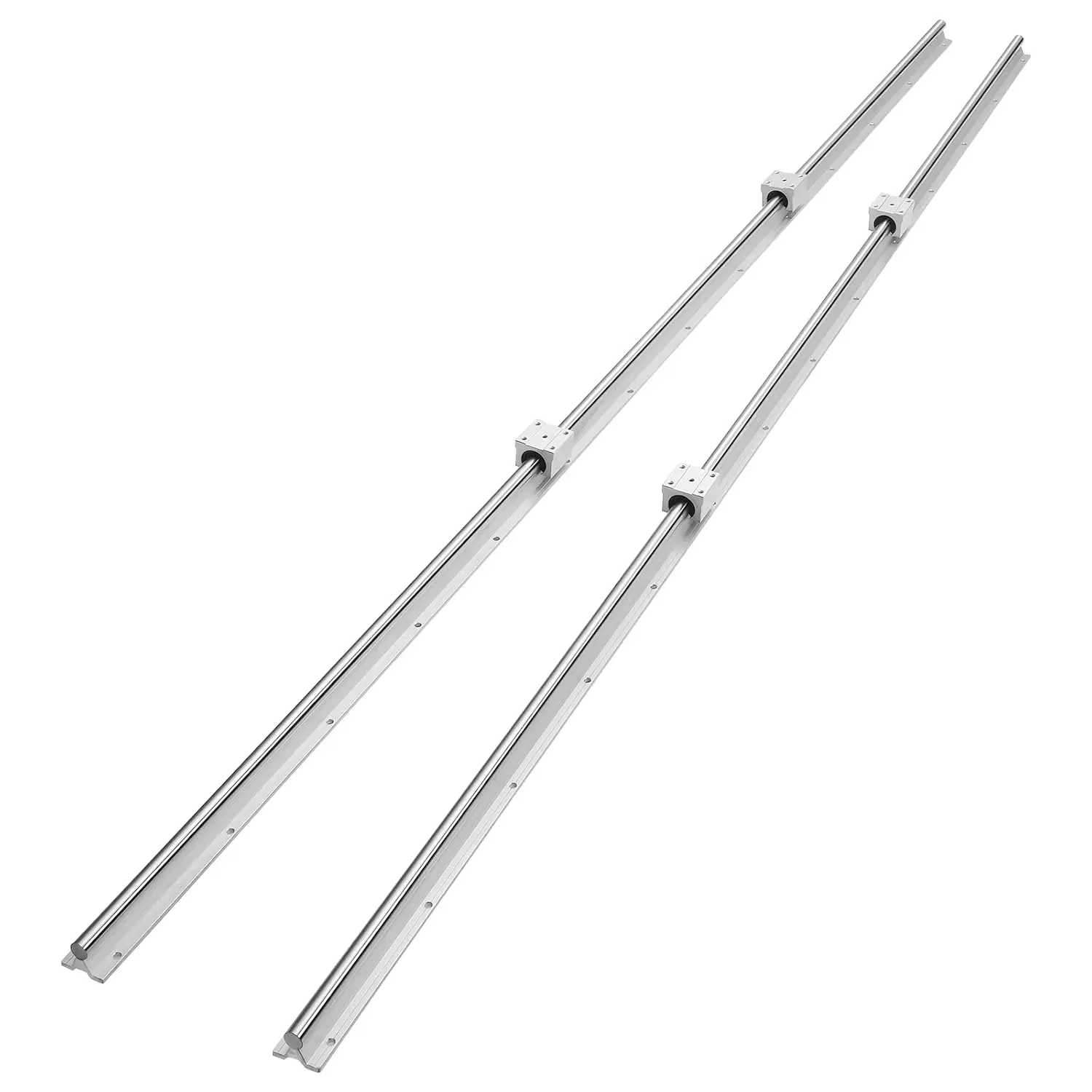 Linear Rail, 2 PCS SBR 20-2200mm, Linear Guideway Rail, and 4 PCS SBR20UU Square Type Carriage Bearing Blocks, Guide Rails for A