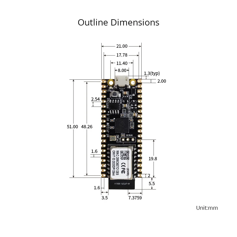 Raspberry Pi-HF-PICOW Board, Development Board Kit, Dual-Core, microcomputador de baixa potência, alto desempenho com Wi-Fi e BLE, RP2040