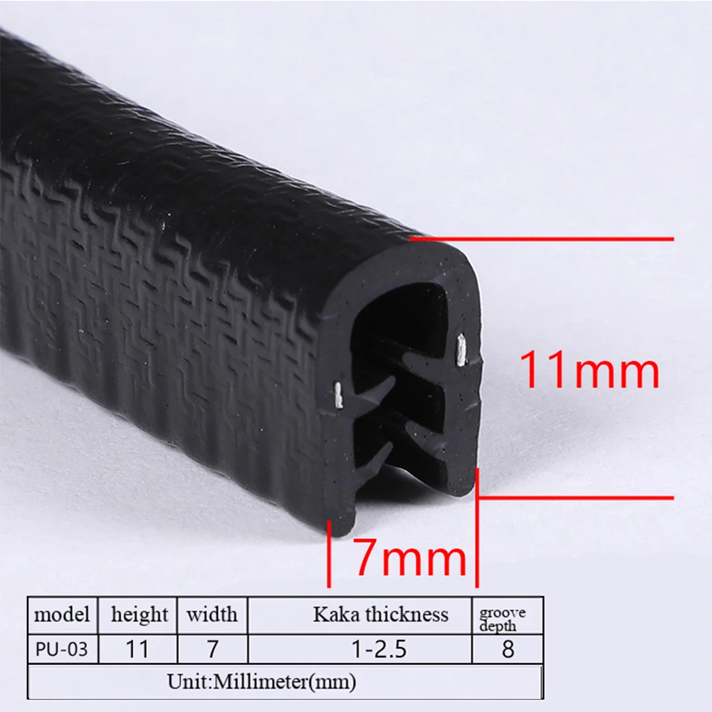 1M U-vormige rubberen afdichtstrip Rand Roestvrij stalen randafdichting Bescherming Deurafdichtingsstrip Auto Stofdichte veiligheidsafdichtingen Strips