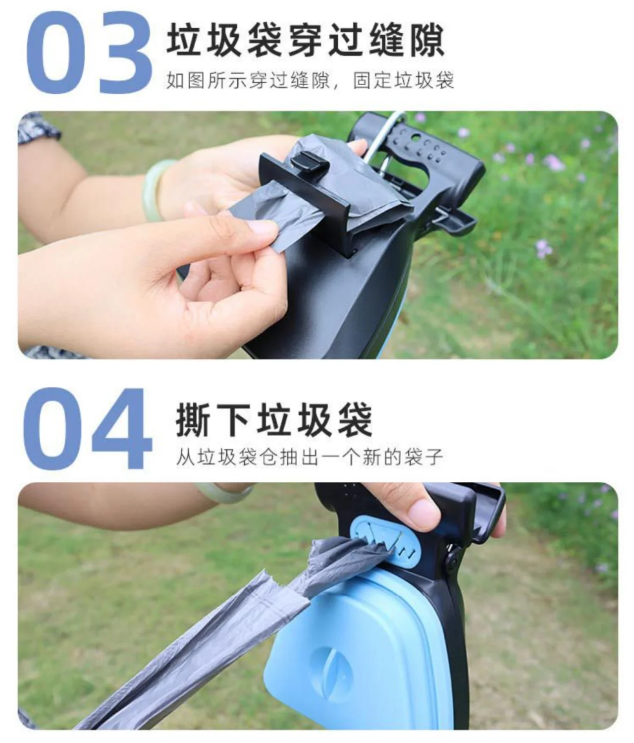 Pet potty picker for walking dogs potty picker Foldable portable potty picker Garbage bag potty picker