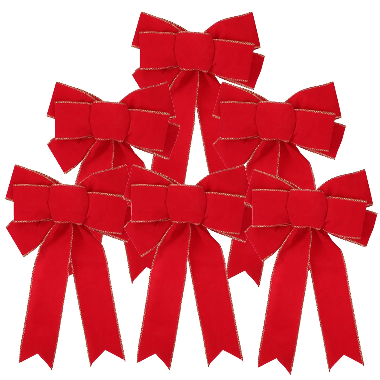 Lazos de corona rojos de Navidad, lazos rojos de terciopelo, atados a mano, adornos colgantes fáciles, decoración de puerta de árbol de vacaciones, 2025