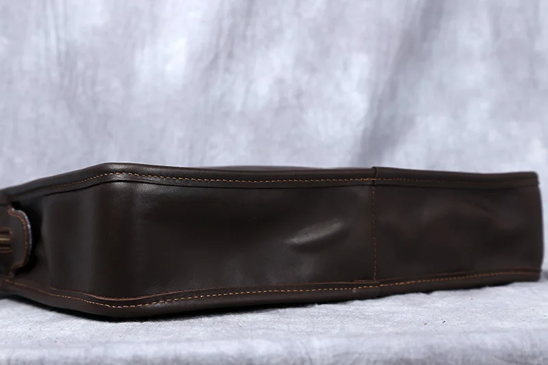NZPJ Retro Herren Aktentasche Leder Laptoptasche Oberschicht Rindsleder Lässige Handtasche 14 Zoll Business Umhängetasche Messenger Bag – Detail 12