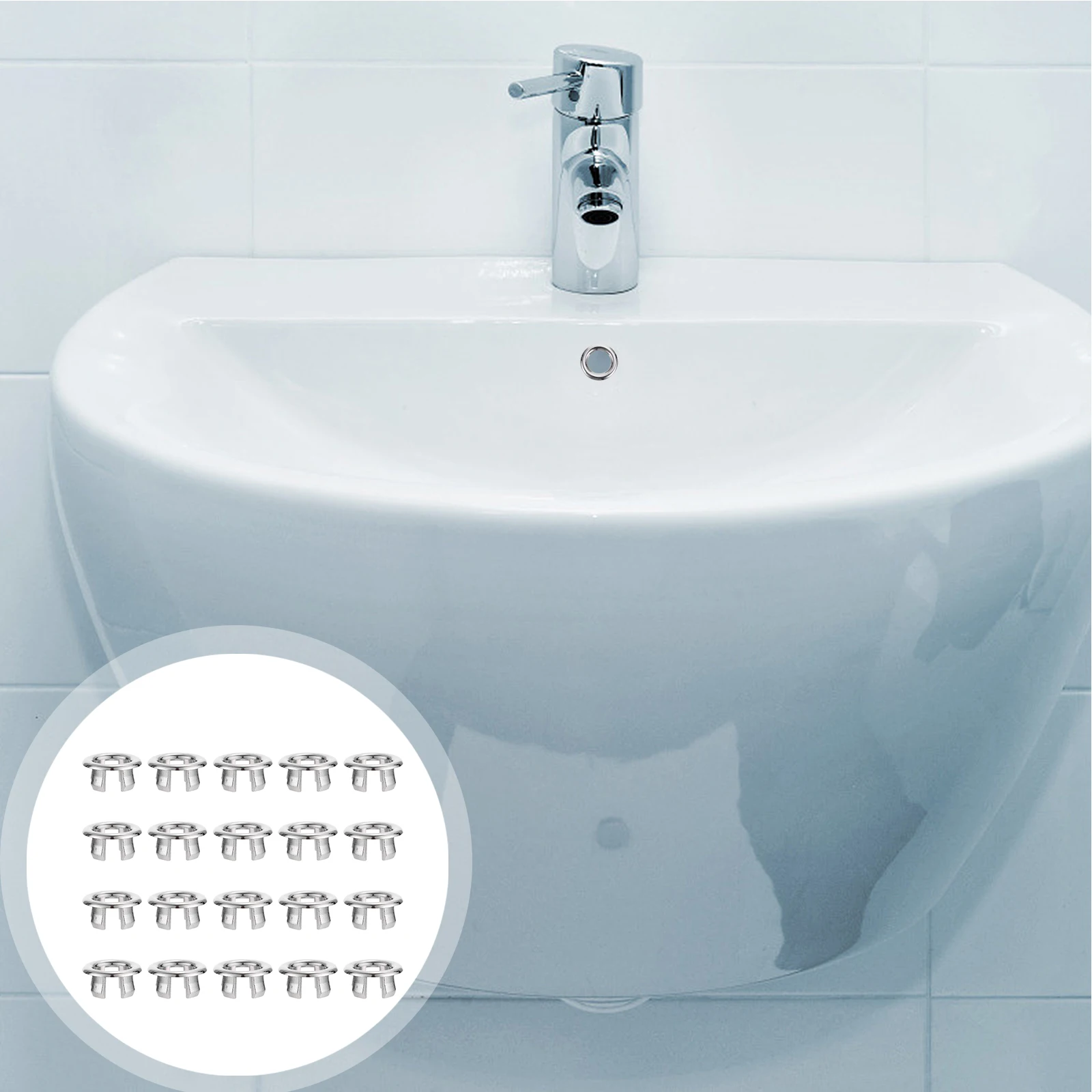 

30 Pcs Covers Decorative Hole Plugs for Bathroom Basin Sturdy Sink Overflow Smooth Edge No Tools Required Basin
