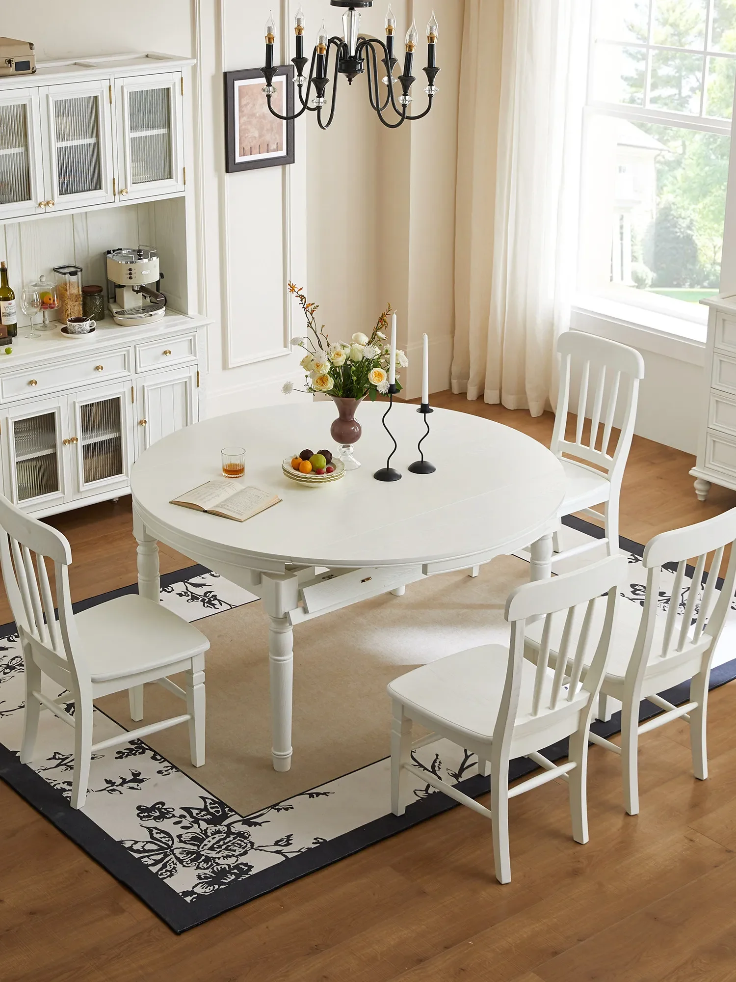 

b22 all solid wood dining table French light luxury home dining room table and chair combination