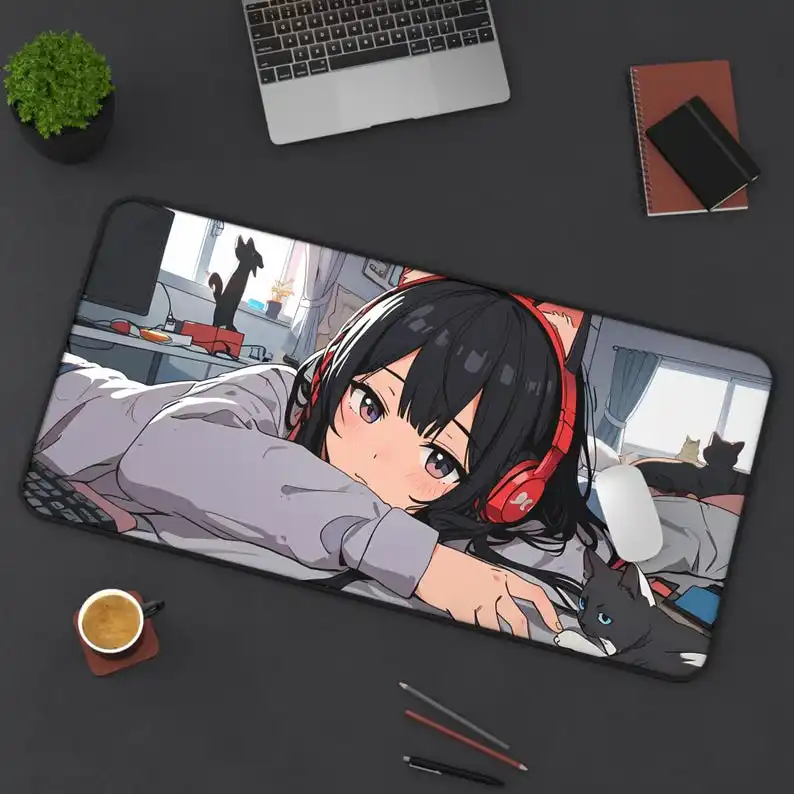 

Anime Girls Mouse Pad, Office Decorative Pad,900×400mm Non-Slip Waterproof Gaming Desk Pad, Perfect Gift for Anime Lovers