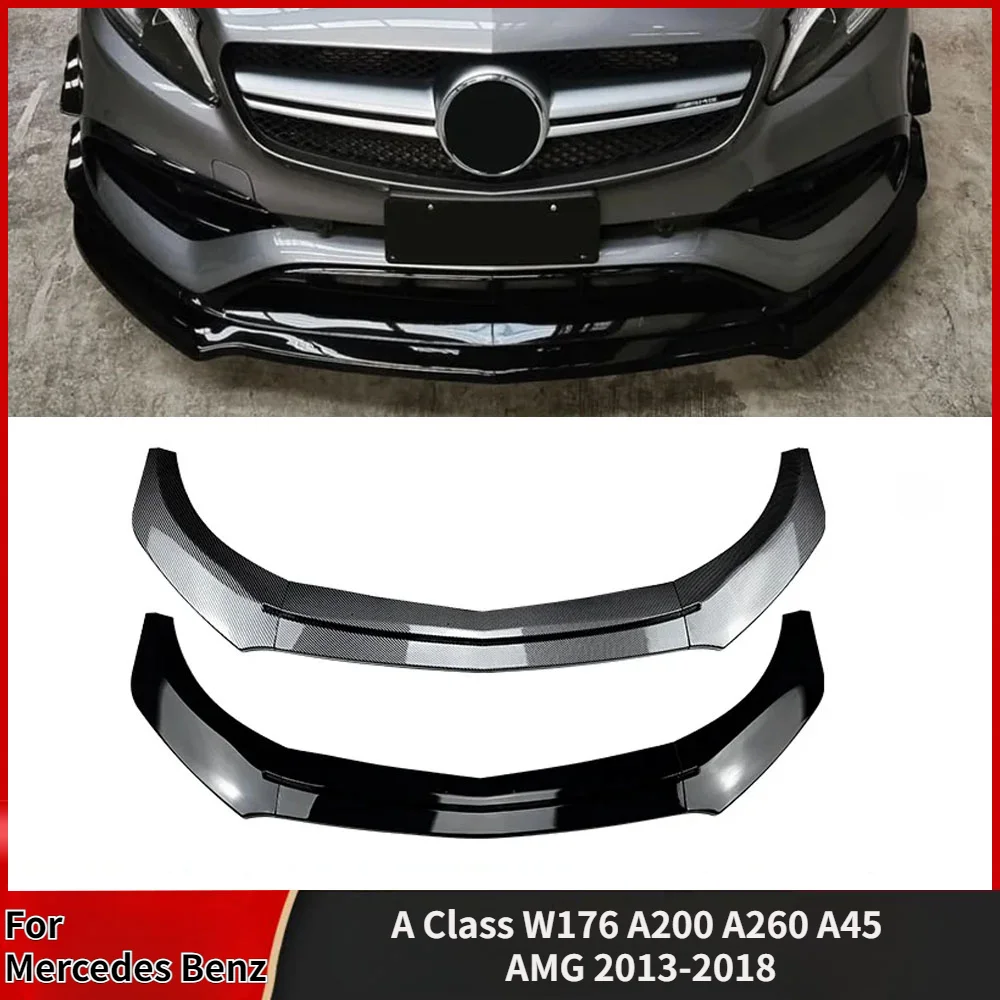 

Front Bumpers Lip Spoiler Splitter Body Kits Tuning For Mercedes Benz A Class W176 A200 A260 A45 AMG 2013-2018 Gloss Black