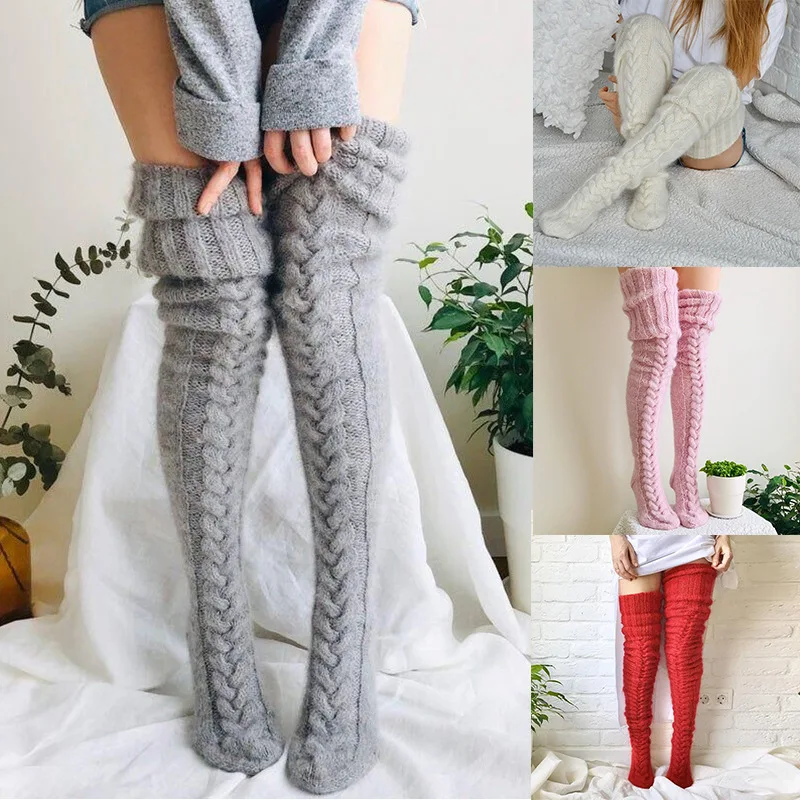 

New Fashion Stockings Women's Over-the-knee Pile Socks Women's Long Lengthened Mohair Knitted Wool Stockings