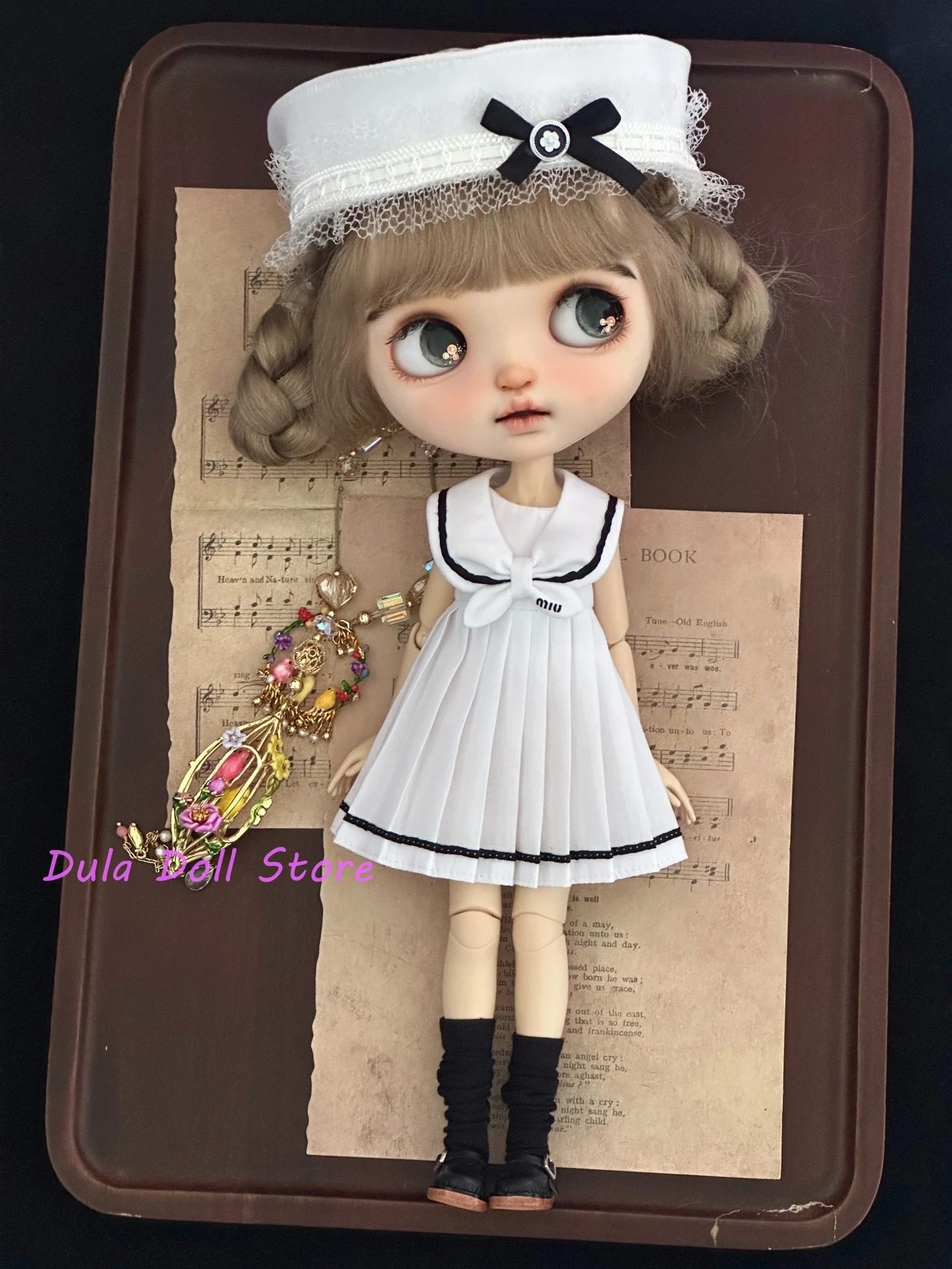 

Dula Doll Clothes DressCollege Navy Style ob24 ob22 Azone Licca ICY JerryB 1/6 Bjd Doll Accessories