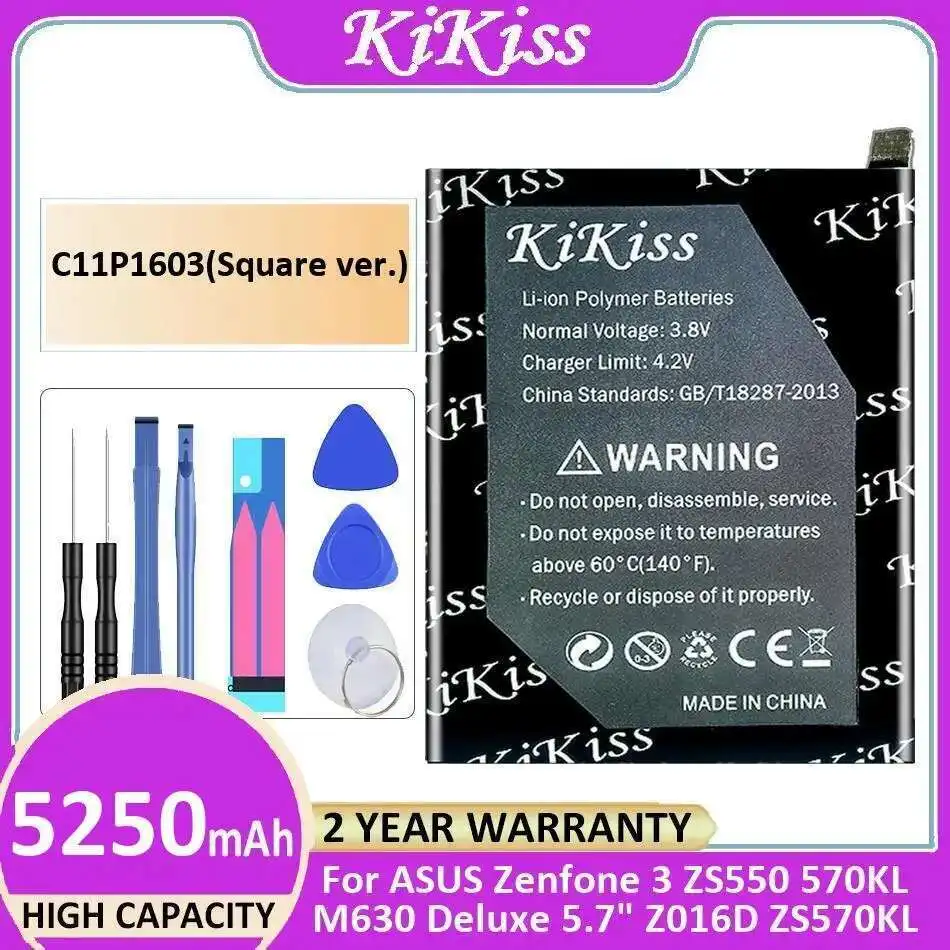 

C11P1603 Square Version 5250Mah Mobile Phone Battery Durable For Asus Zenfone 3 ZS550 570KL M630 Deluxe 5.7 Inch Z016D ZS570KL