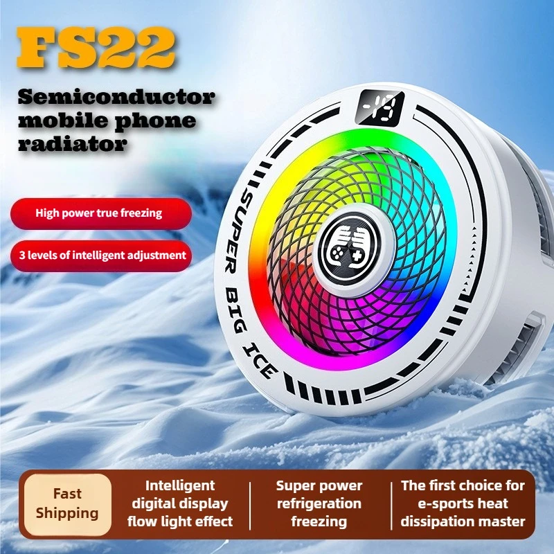 

NEW FS22 Mobile Phone Cool Heat Sink Rapid Cooling Radiator Intelligent AI Semiconductor Ice Magnetic&Back-clip PUBG Game Cooler